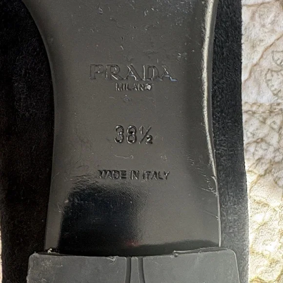 Prada Black Suede Bow Flats - Picture 3 of 7